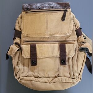 Fossil Vintage Canvas/Leather Backpack Brown